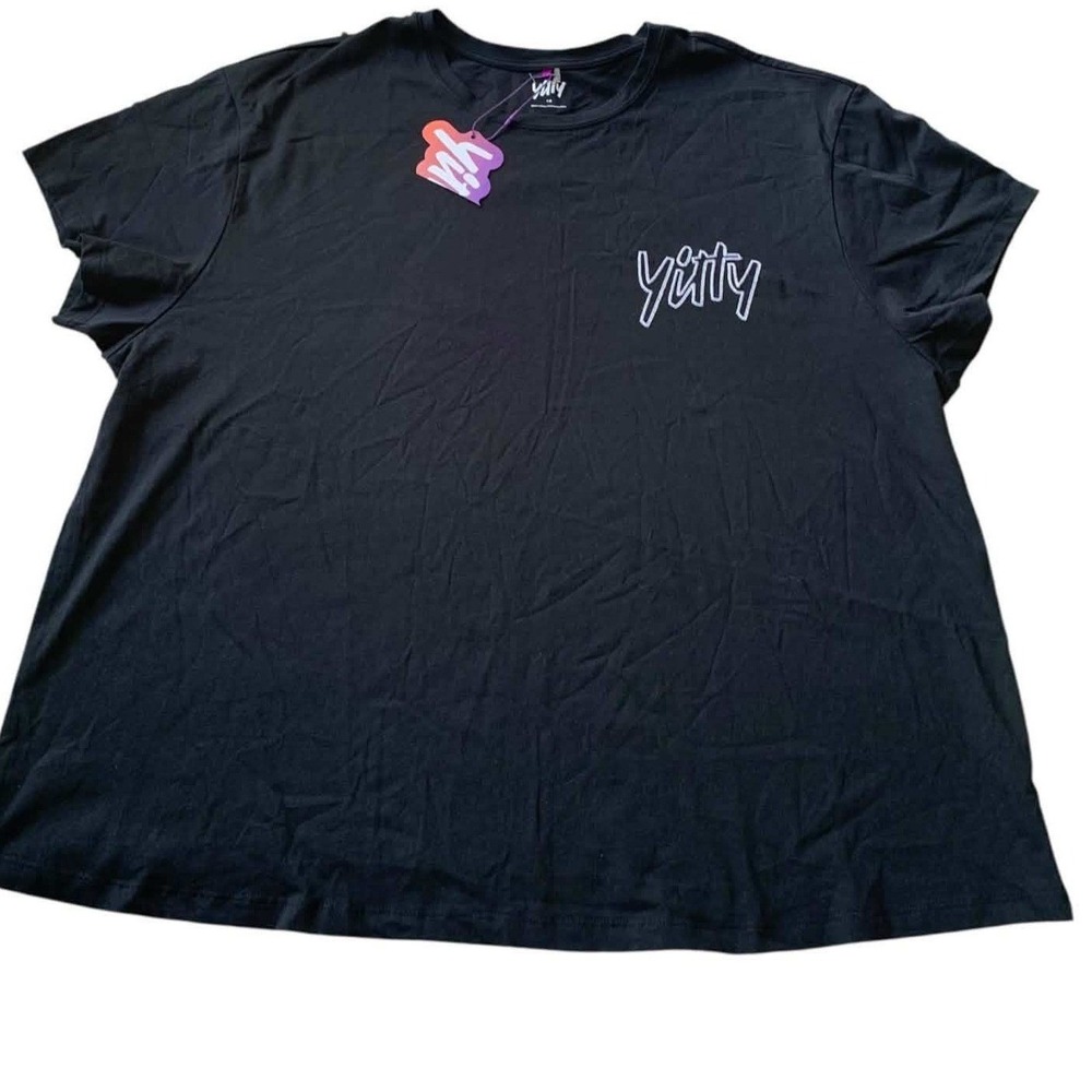 Yitty Lizzo Fabletics Classic Tee Women 1X Black Logo Organic Cotton Streetwear